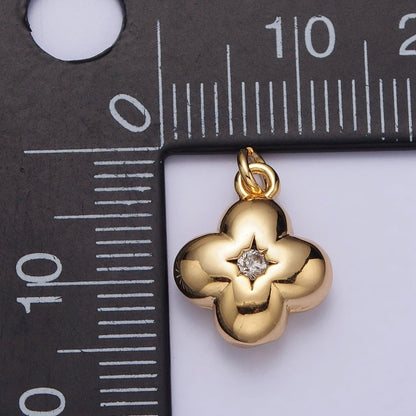 Puffed Quatrefoil Star CZ Add-On Charm in Gold &amp; Silver | AC281 AC294