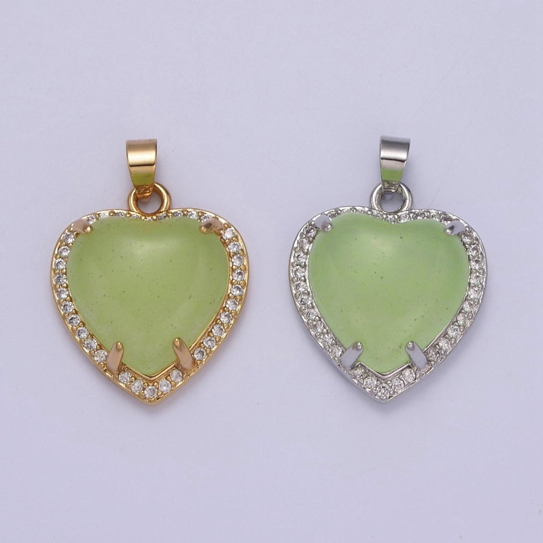 Puffy Heart Light Green Oval Lucky jade pendant Drop Charm for Necklace W-647 W-648