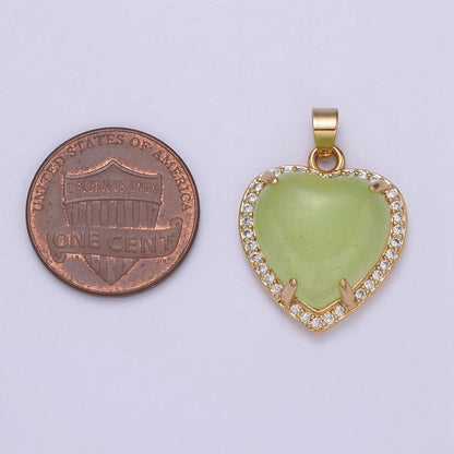Puffy Heart Light Green Oval Lucky jade pendant Drop Charm for Necklace W-647 W-648