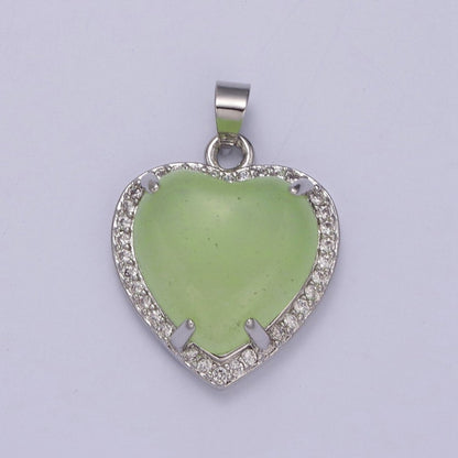 Puffy Heart Light Green Oval Lucky jade pendant Drop Charm for Necklace W-647 W-648