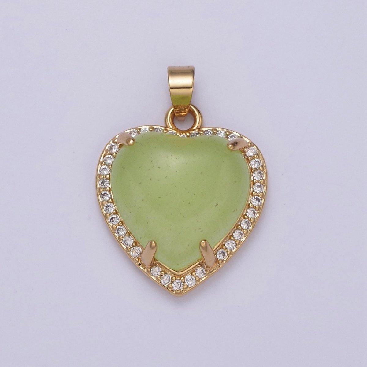 Puffy Heart Light Green Oval Lucky jade pendant Drop Charm for Necklace W-647 W-648