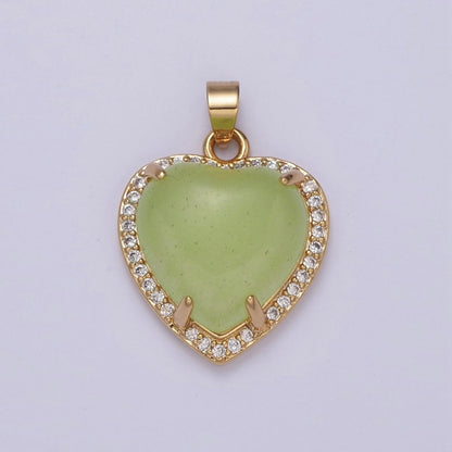 Puffy Heart Light Green Oval Lucky jade pendant Drop Charm for Necklace W-647 W-648