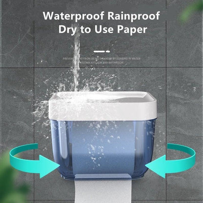 Punch-free Toilet Paper Holder Box Waterproof Storage Toilet Paper Storage Rack Paper Towel Kitchen Bathroom Storage Box Waterproof Toilet Paper Holder Wall Mounted Punch Free Paper Dispenser Transparent Storage Box Bathroom Kitchen Supply