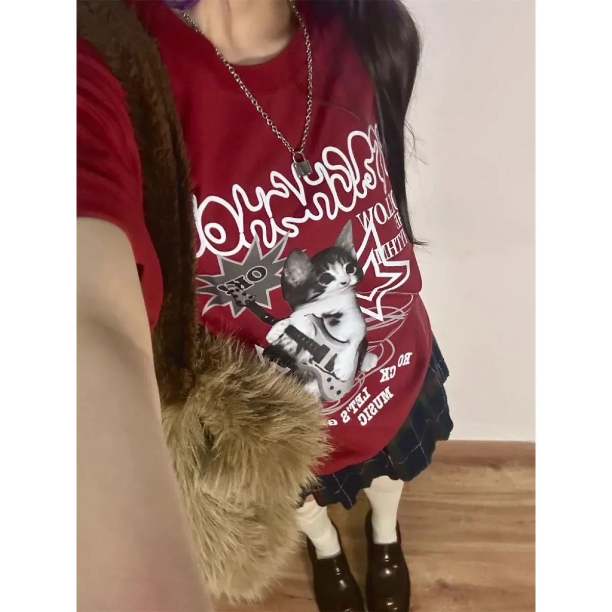 Harajuku Punk Cat Print T-Shirt