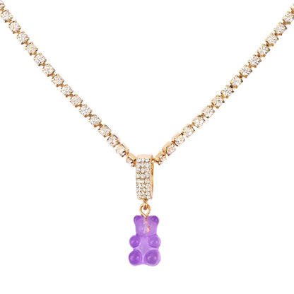 Punk Gummy Bear Crystal Choker - Colorful Metal Multi-layer Necklace