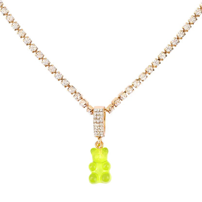 Punk Gummy Bear Crystal Choker - Colorful Metal Multi-layer Necklace