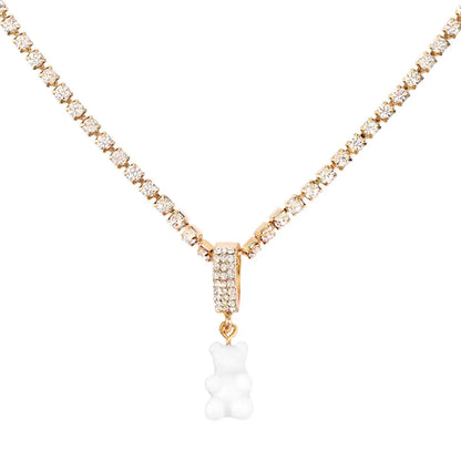 Punk Gummy Bear Crystal Choker - Colorful Metal Multi-layer Necklace