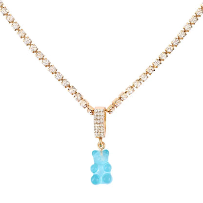 Punk Gummy Bear Crystal Choker - Colorful Metal Multi-layer Necklace
