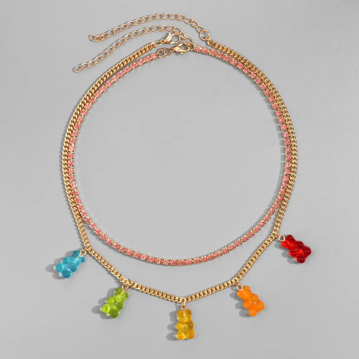 Punk Gummy Bear Crystal Choker - Colorful Metal Multi-layer Necklace