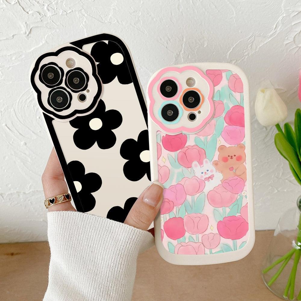 Purple Flower Phone Case For iPhone 11 Case iPhone 13 14 Pro Max iPhone 12 Phone Case iPhone11 iPhone14 Soft Back Cover Cute Pattern Soft iPhone Fashion Comfortable Grip Design &amp; Aesthetic Floral Pattern iphone Case