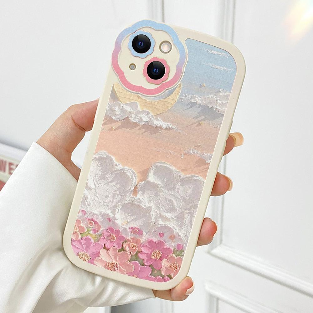 Purple Flower Phone Case For iPhone 11 Case iPhone 13 14 Pro Max iPhone 12 Phone Case iPhone11 iPhone14 Soft Back Cover Cute Pattern Soft iPhone Fashion Comfortable Grip Design &amp; Aesthetic Floral Pattern iphone Case