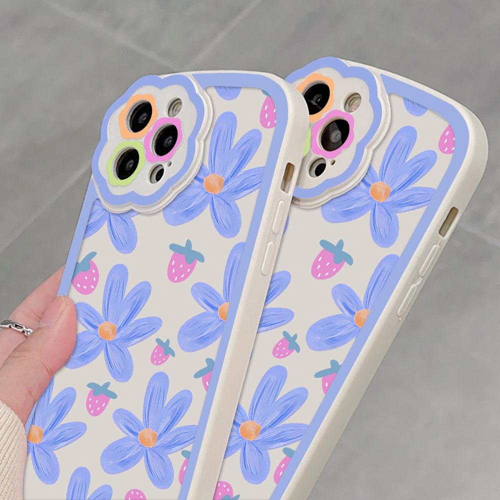 Purple Flower Phone Case For iPhone 11 Case iPhone 13 14 Pro Max iPhone 12 Phone Case iPhone11 iPhone14 Soft Back Cover Cute Pattern Soft iPhone Fashion Comfortable Grip Design &amp; Aesthetic Floral Pattern iphone Case
