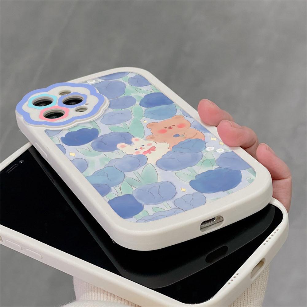 Purple Flower Phone Case For iPhone 11 Case iPhone 13 14 Pro Max iPhone 12 Phone Case iPhone11 iPhone14 Soft Back Cover Cute Pattern Soft iPhone Fashion Comfortable Grip Design &amp; Aesthetic Floral Pattern iphone Case