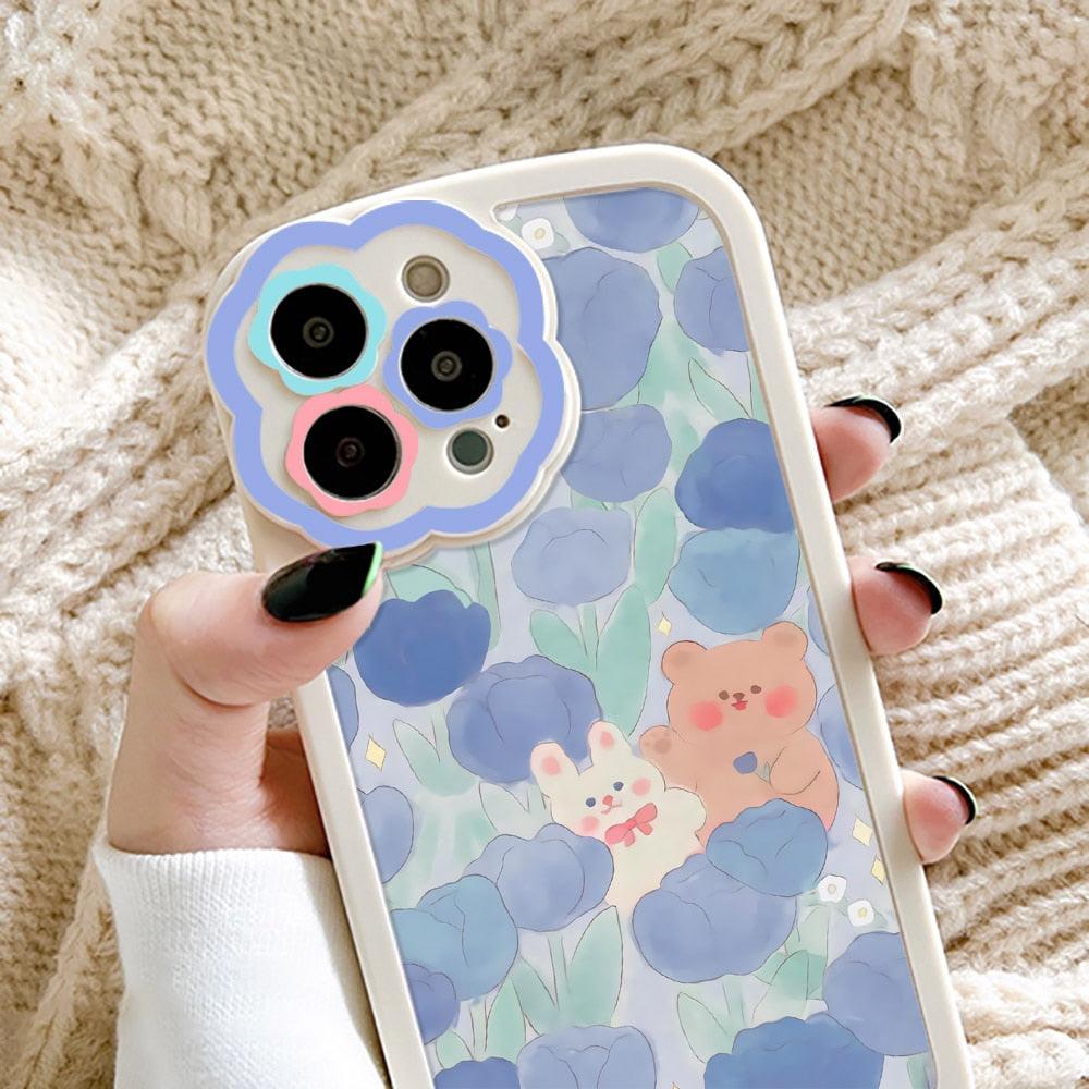Purple Flower Phone Case For iPhone 11 Case iPhone 13 14 Pro Max iPhone 12 Phone Case iPhone11 iPhone14 Soft Back Cover Cute Pattern Soft iPhone Fashion Comfortable Grip Design &amp; Aesthetic Floral Pattern iphone Case