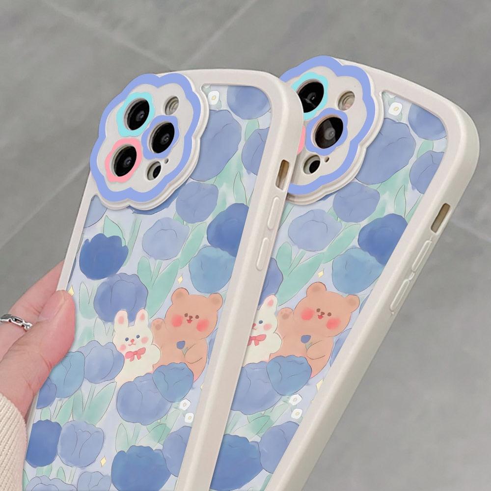 Purple Flower Phone Case For iPhone 11 Case iPhone 13 14 Pro Max iPhone 12 Phone Case iPhone11 iPhone14 Soft Back Cover Cute Pattern Soft iPhone Fashion Comfortable Grip Design &amp; Aesthetic Floral Pattern iphone Case