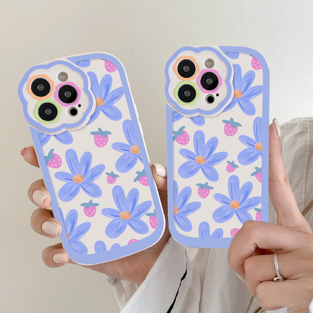 Purple Flower Phone Case For iPhone 11 Case iPhone 13 14 Pro Max iPhone 12 Phone Case iPhone11 iPhone14 Soft Back Cover Cute Pattern Soft iPhone Fashion Comfortable Grip Design &amp; Aesthetic Floral Pattern iphone Case