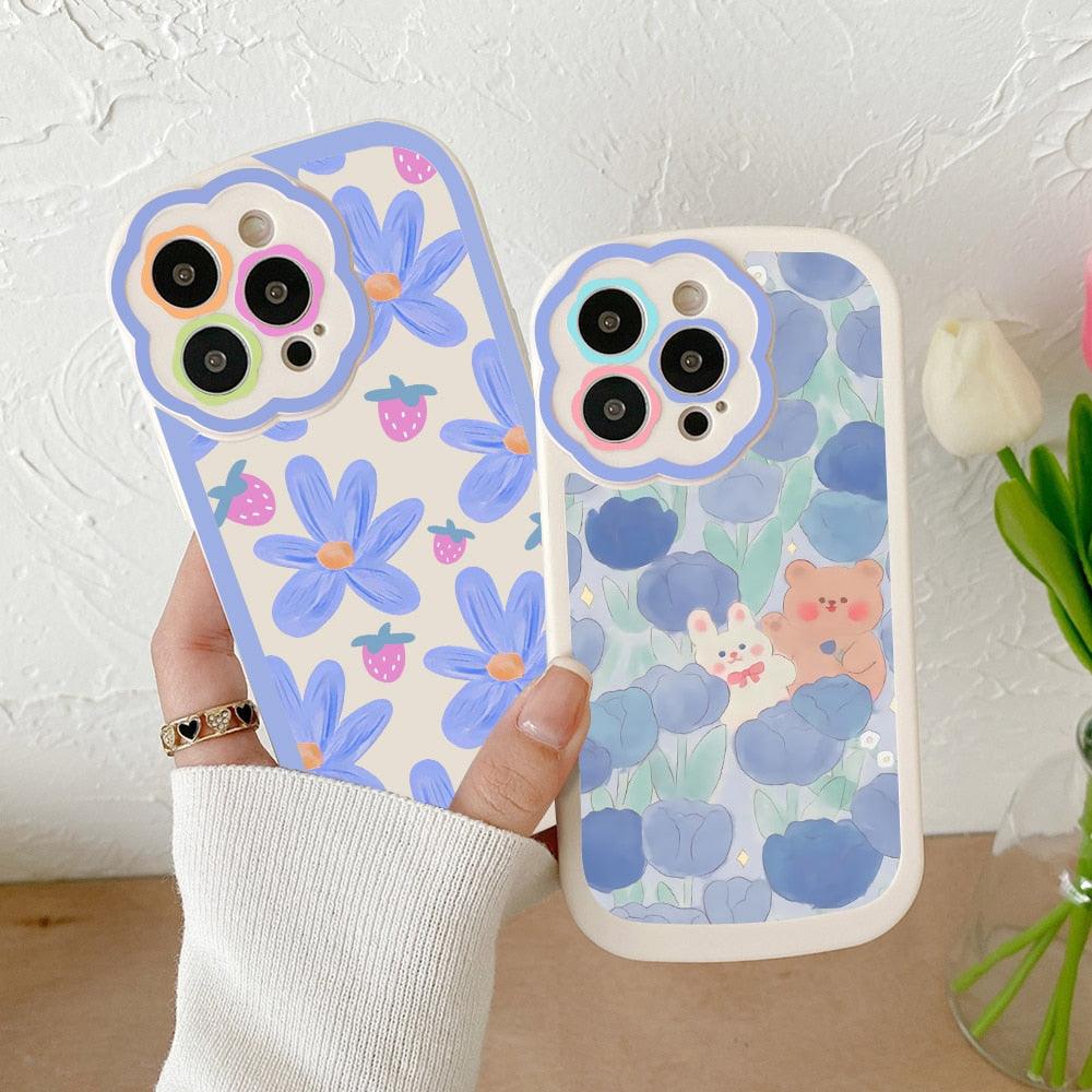 Purple Flower Phone Case For iPhone 11 Case iPhone 13 14 Pro Max iPhone 12 Phone Case iPhone11 iPhone14 Soft Back Cover Cute Pattern Soft iPhone Fashion Comfortable Grip Design &amp; Aesthetic Floral Pattern iphone Case