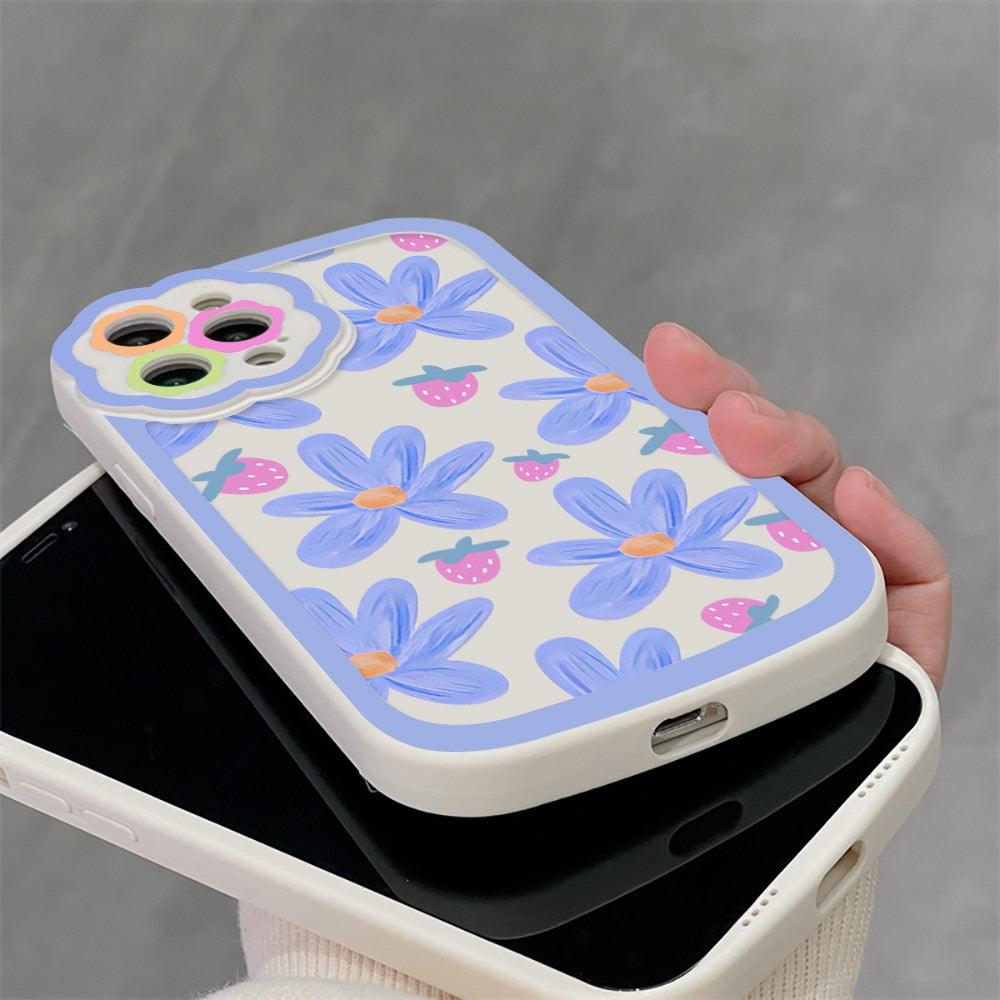 Purple Flower Phone Case For iPhone 11 Case iPhone 13 14 Pro Max iPhone 12 Phone Case iPhone11 iPhone14 Soft Back Cover Cute Pattern Soft iPhone Fashion Comfortable Grip Design &amp; Aesthetic Floral Pattern iphone Case