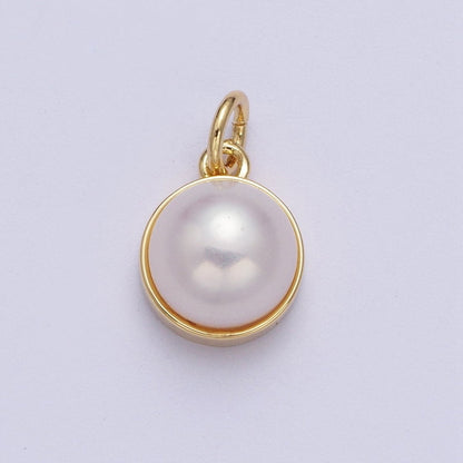 Purple White Round Pearl Gold Charm Jewelry Making Supply | X-751 X-752