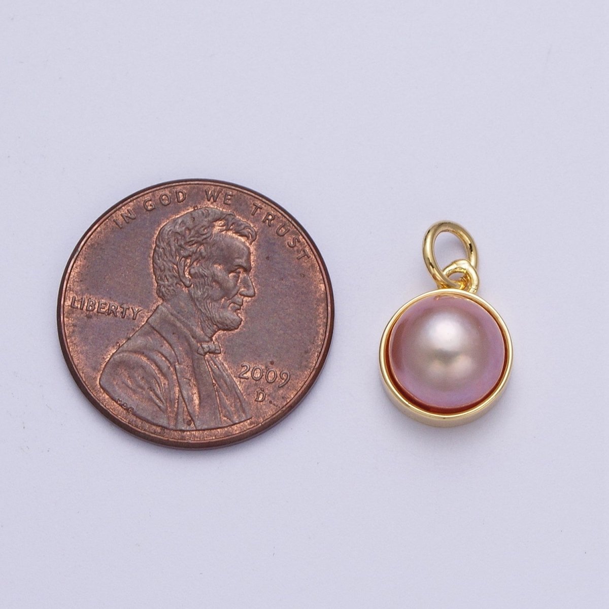 Purple White Round Pearl Gold Charm Jewelry Making Supply | X-751 X-752