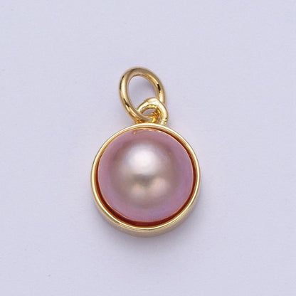 Purple White Round Pearl Gold Charm Jewelry Making Supply | X-751 X-752