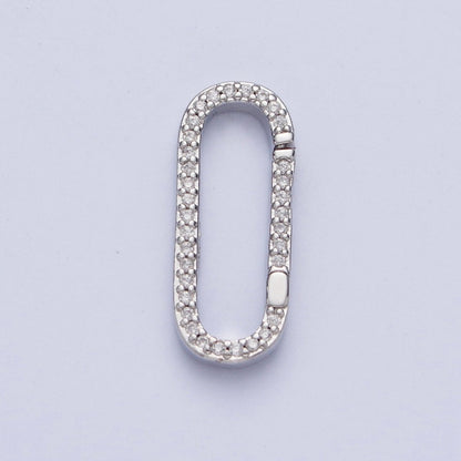 Push Gate Ring Gold Filled Micro Pace CZ Long Oval Spring Gate Clasps For DIY Jewelry Making in Gold, Silver, Rose Gold, Black L-854 L-855 L-856 L-857