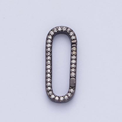 Push Gate Ring Gold Filled Micro Pace CZ Long Oval Spring Gate Clasps For DIY Jewelry Making in Gold, Silver, Rose Gold, Black L-854 L-855 L-856 L-857