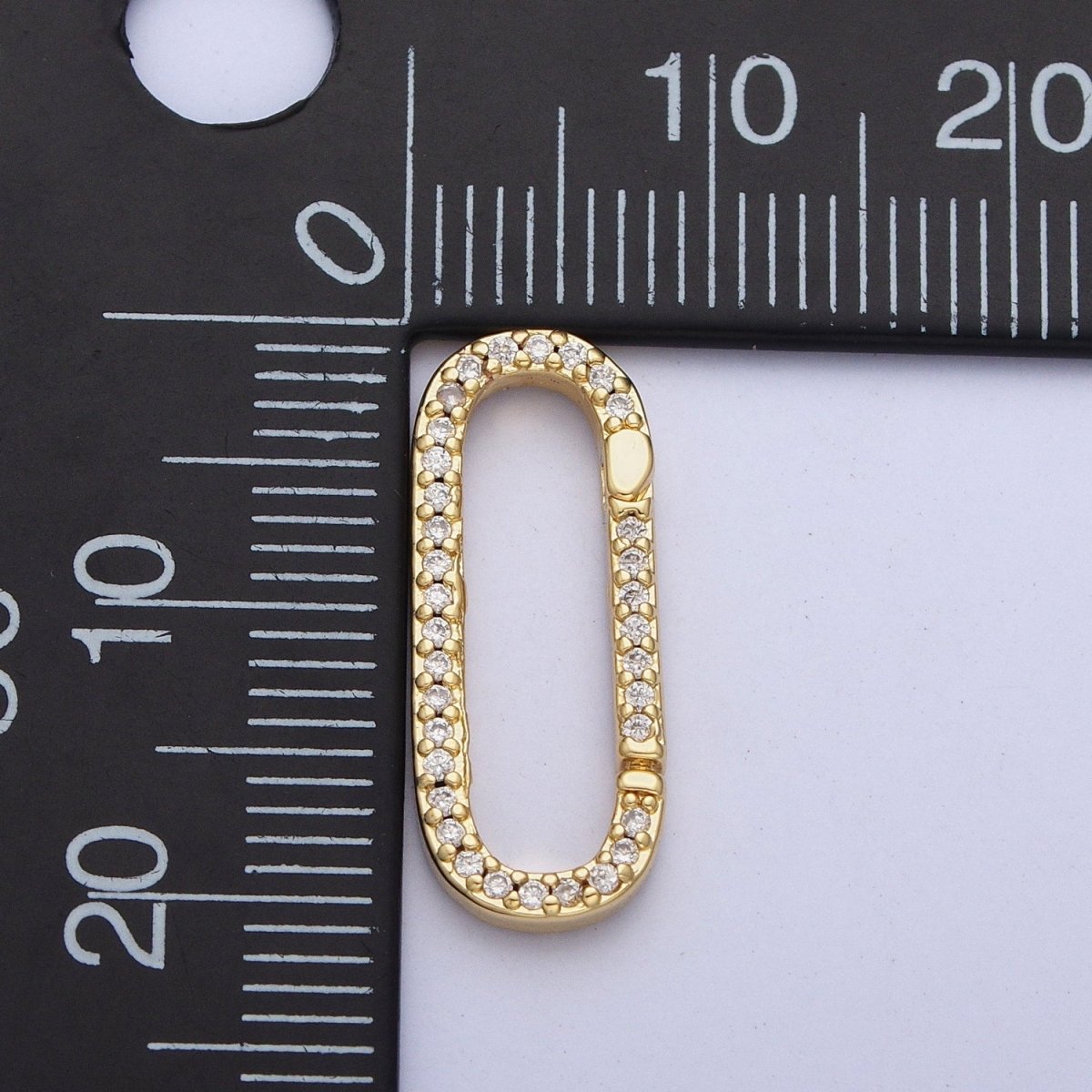 Push Gate Ring Gold Filled Micro Pace CZ Long Oval Spring Gate Clasps For DIY Jewelry Making in Gold, Silver, Rose Gold, Black L-854 L-855 L-856 L-857