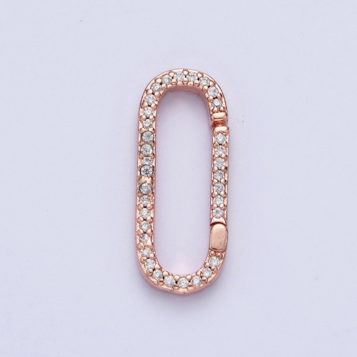 Push Gate Ring Gold Filled Micro Pace CZ Long Oval Spring Gate Clasps For DIY Jewelry Making in Gold, Silver, Rose Gold, Black L-854 L-855 L-856 L-857