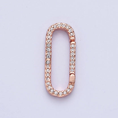 Push Gate Ring Gold Filled Micro Pace CZ Long Oval Spring Gate Clasps For DIY Jewelry Making in Gold, Silver, Rose Gold, Black L-854 L-855 L-856 L-857