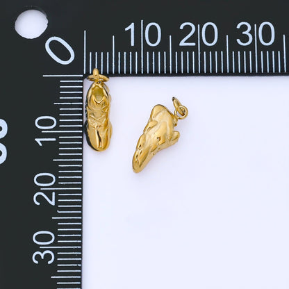 PVD Gold Stainless Steel 14.4mm Shoe Sneakers 3D Multidimensional Mini Charm | J545
