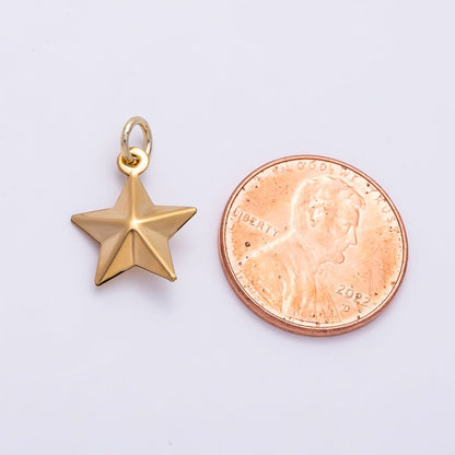 PVD Gold Stainless Steel 14.5mm Celestial Star 3D Multidimensional Charm | Charms-01433