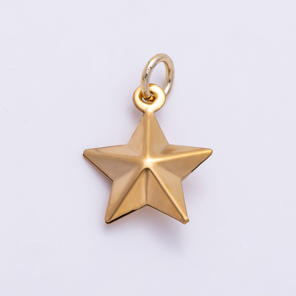 PVD Gold Stainless Steel 14.5mm Celestial Star 3D Multidimensional Charm | Charms-01433