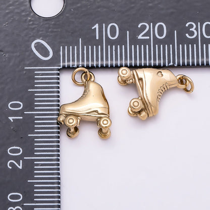PVD Gold Stainless Steel 14mm Roller Skate Shoes 3D Multidimensional Charm | Charms-01017