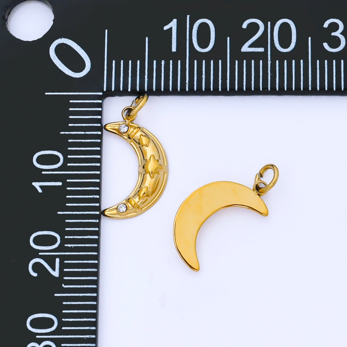 Gold PVD Stainless Steel 14mm Celestial Crescent Moon Mini Charm | J538