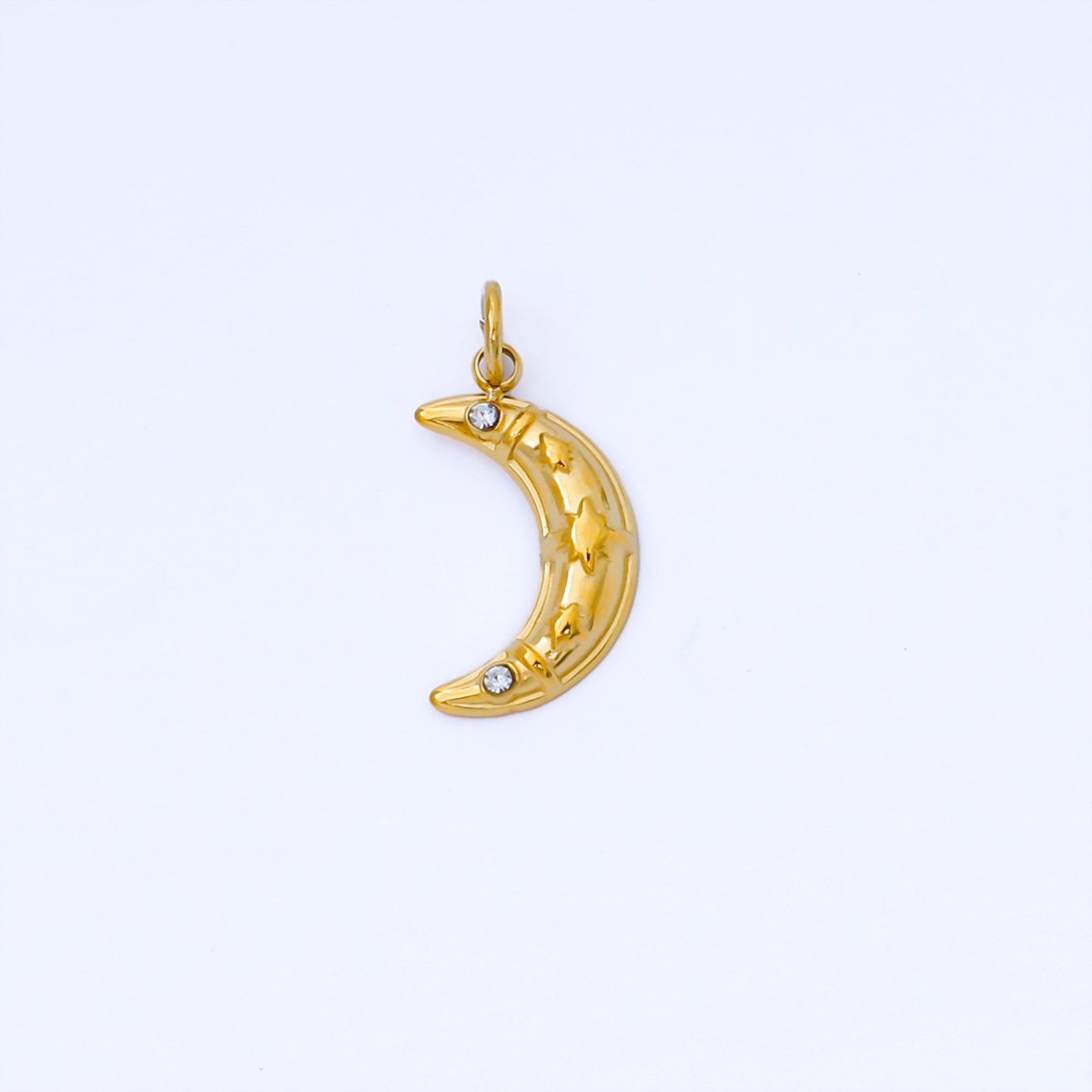 Gold PVD Stainless Steel 14mm Celestial Crescent Moon Mini Charm | J538