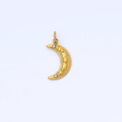 Gold PVD Stainless Steel 14mm Celestial Crescent Moon Mini Charm | J538