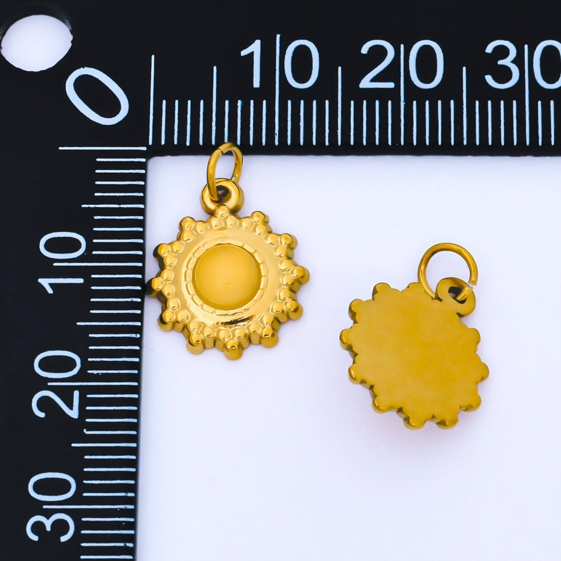 Gold PVD Stainless Steel 15mm Celestial Sun Charm | J589