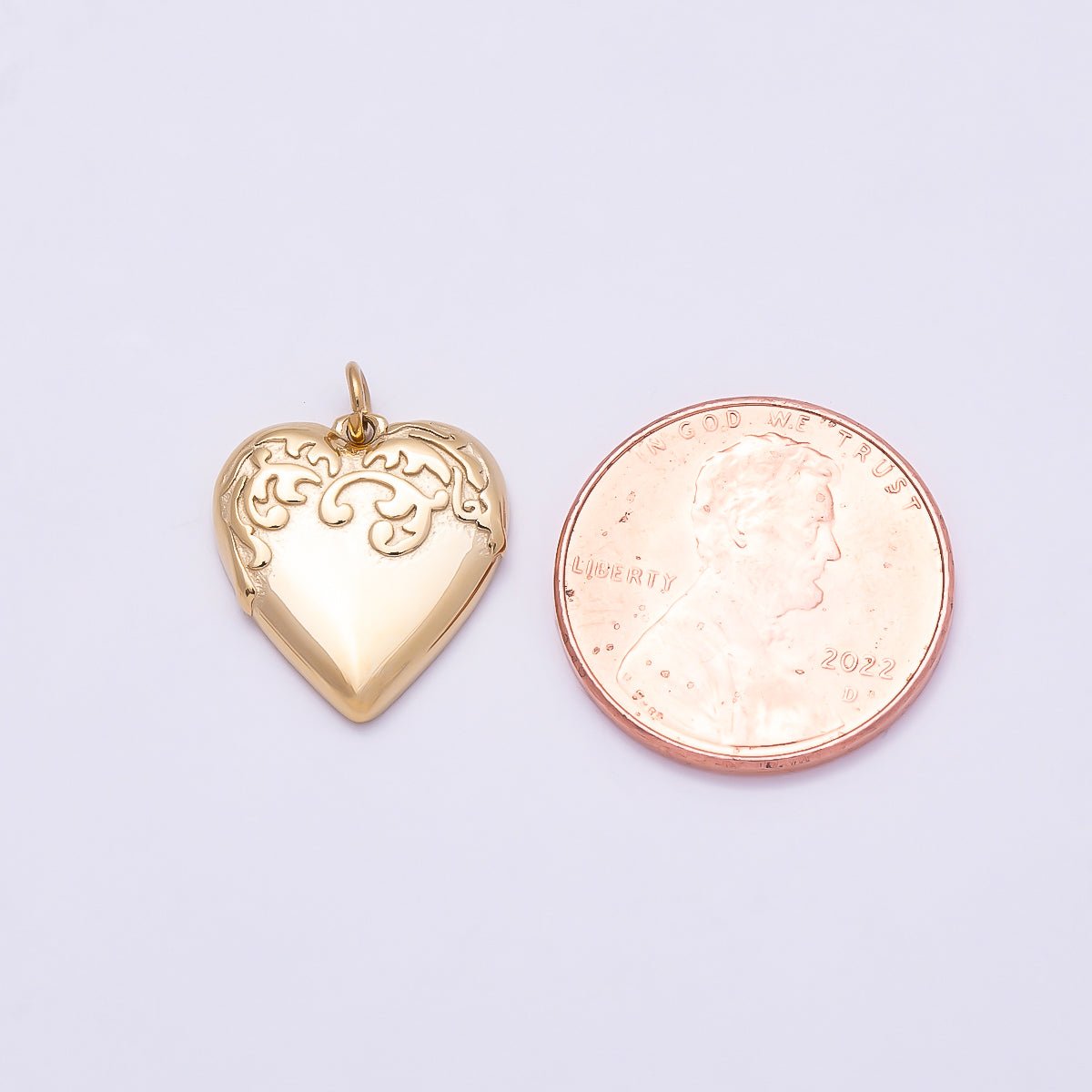 PVD Gold Stainless Steel 16mm Artisan Love Heart Charm | Charms-01014