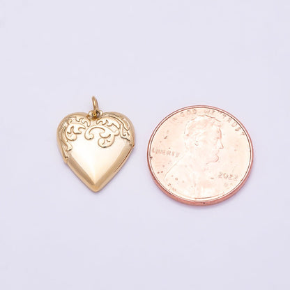 PVD Gold Stainless Steel 16mm Artisan Love Heart Charm | Charms-01014
