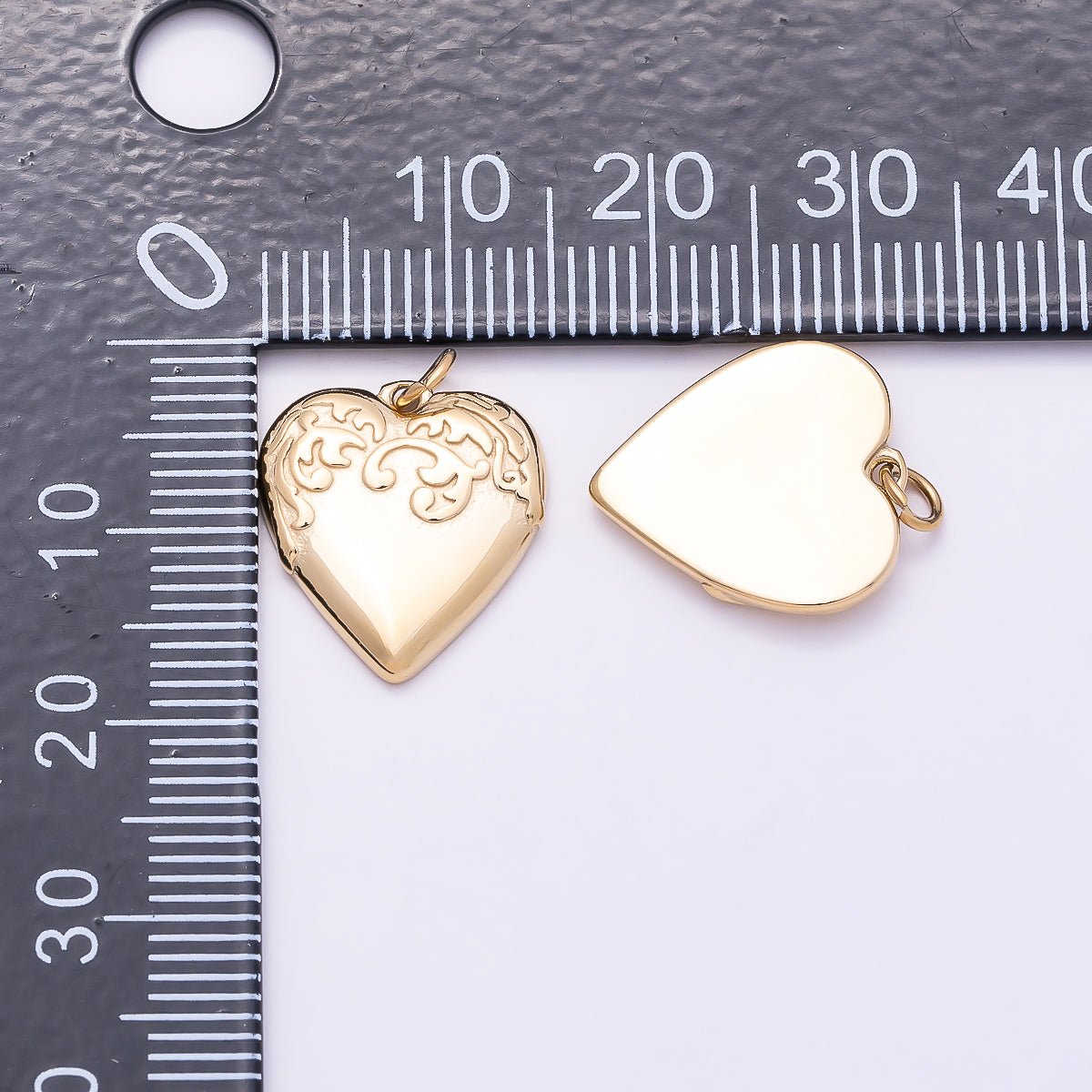 PVD Gold Stainless Steel 16mm Artisan Love Heart Charm | Charms-01014
