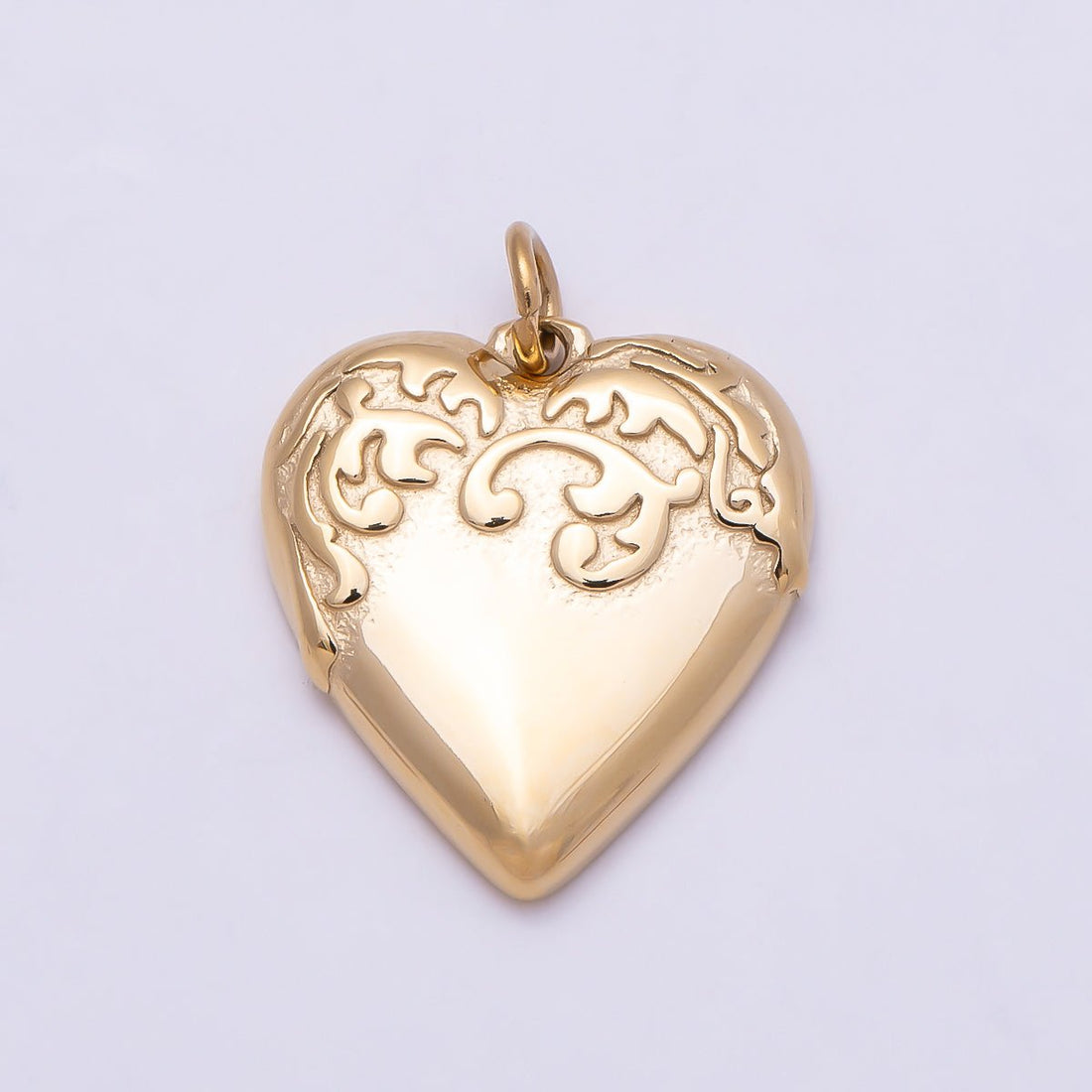 PVD Gold Stainless Steel 16mm Artisan Love Heart Charm | Charms-01014