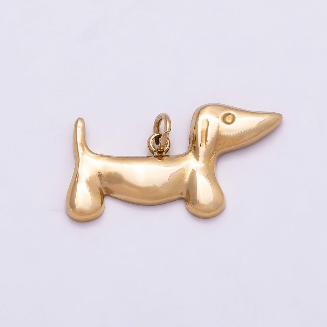 PVD Gold Stainless Steel 21mm Minimalist Dachshund Dog Animal Charm | Charms-01012