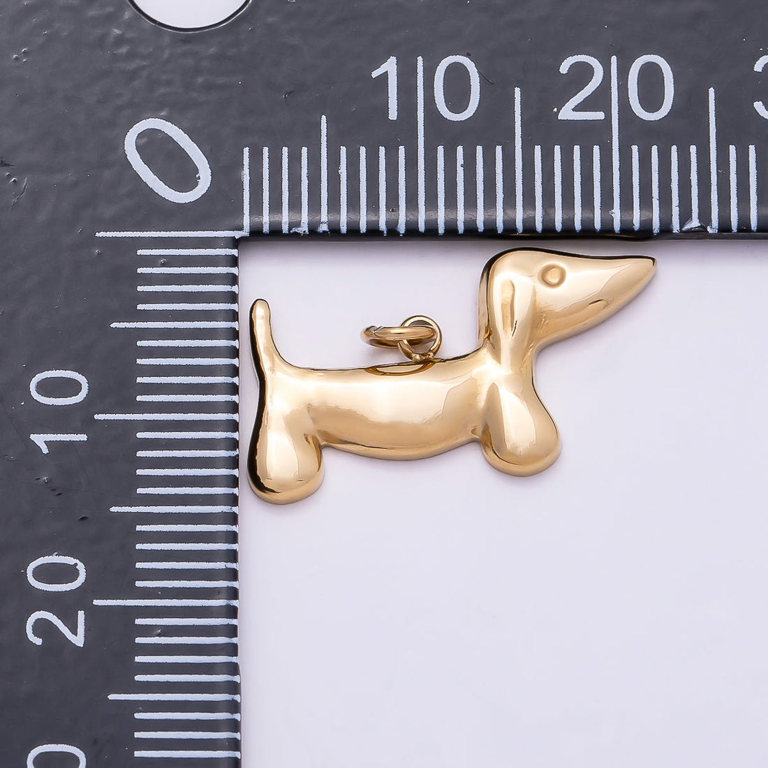 PVD Gold Stainless Steel 21mm Minimalist Dachshund Dog Animal Charm | Charms-01012