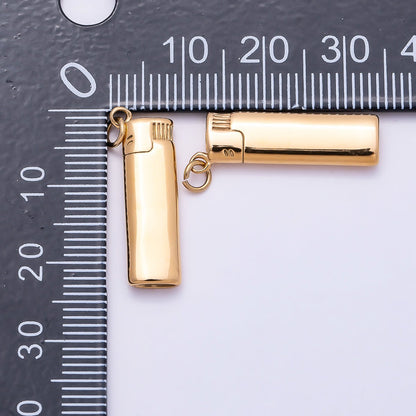 PVD Gold Stainless Steel 23mm Cigarette Lighter 3D Multidimensional Charm | Charms-01016