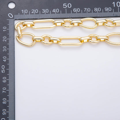 PVD Gold Stainless Steel 25mm Ribbed Paperclip Geometric Link Unfinished Chain by Yard | Roll-01886
