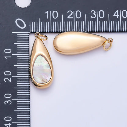 PVD Gold Stainless Steel 25mm Shell Pearl Teardrop Charm | Charms-01332
