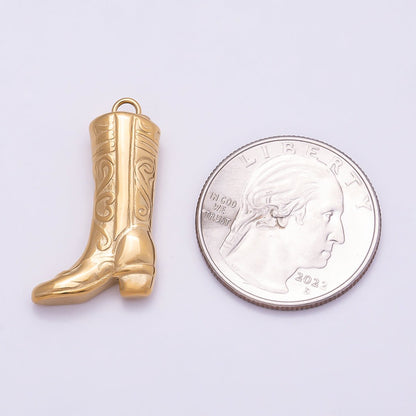 PVD Gold Stainless Steel 27mm Minimalist Cowboy Boots Charm | Charms-01019