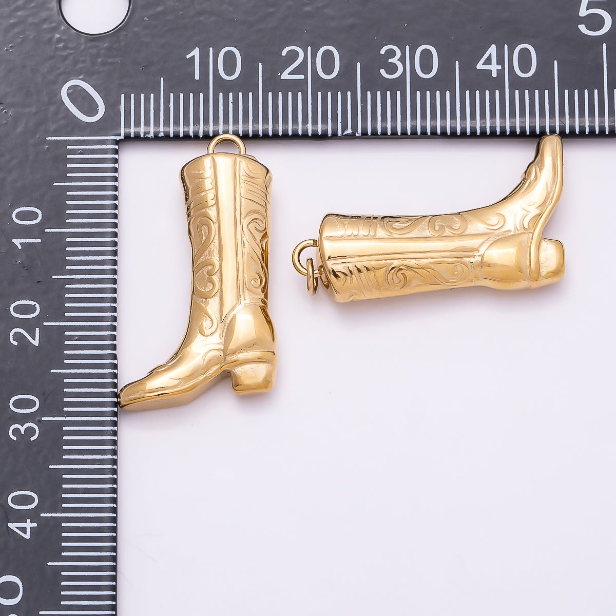 PVD Gold Stainless Steel 27mm Minimalist Cowboy Boots Charm | Charms-01019