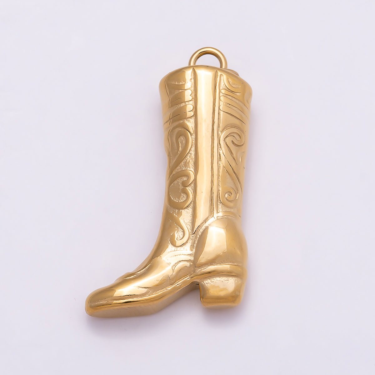 PVD Gold Stainless Steel 27mm Minimalist Cowboy Boots Charm | Charms-01019
